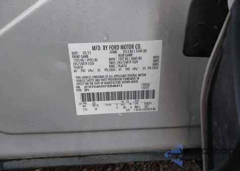 2015 Ford Edge Titanium from USA, damaged, VIN 2FMTK4K9XFBB48413